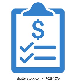 Invoice Pad icon. Vector style is flat iconic symbol with rounded angles, cobalt color, white background.