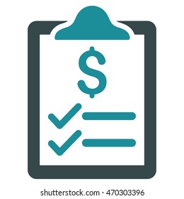 Invoice Pad icon. Vector style is bicolor flat iconic symbol with rounded angles, soft blue colors, white background.