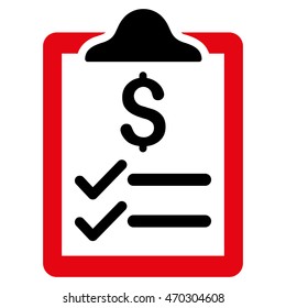 Invoice Pad icon. Vector style is bicolor flat iconic symbol with rounded angles, intensive red and black colors, white background.