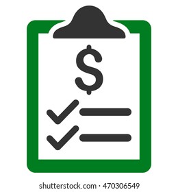 Invoice Pad icon. Vector style is bicolor flat iconic symbol with rounded angles, green and gray colors, white background.