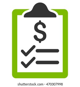 Invoice Pad icon. Vector style is bicolor flat iconic symbol with rounded angles, eco green and gray colors, white background.