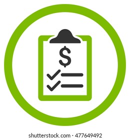 Invoice Pad rounded icon. Vector illustration style is flat iconic bicolor symbol, eco green and gray colors, white background.