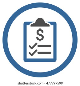 Invoice Pad rounded icon. Vector illustration style is flat iconic bicolor symbol, cobalt and gray colors, white background.