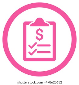 Invoice Pad rounded icon. Vector illustration style is flat iconic symbol, pink color, white background.