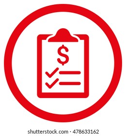 Invoice Pad rounded icon. Vector illustration style is flat iconic symbol, red color, white background.