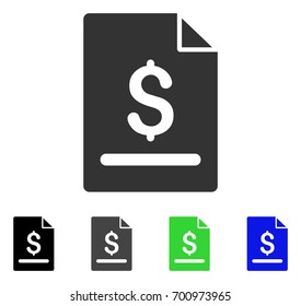 Invoice Page flat vector pictograph. Colored invoice page, gray, black, blue, green icon variants. Flat icon style for application design.