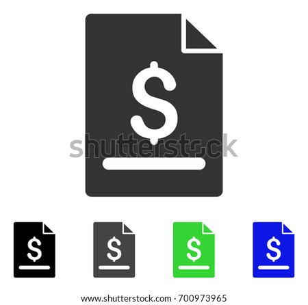 Invoice Page flat vector pictograph. Colored invoice page, gray, black, blue, green icon variants. Flat icon style for application design.