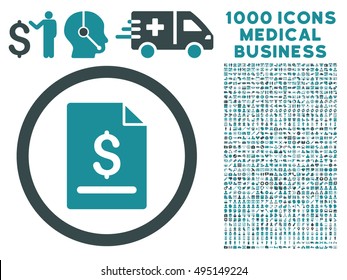Invoice Page icon with 1000 medical commerce soft blue vector design elements. Clipart style is flat bicolor symbols, white background.