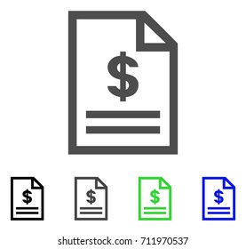 Invoice Page icon. Vector illustration style is a flat iconic invoice page symbol with black, gray, green, blue color versions. Designed for web and software interfaces.