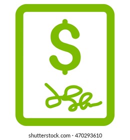 Invoice Page icon. Vector style is flat iconic symbol with rounded angles, eco green color, white background.