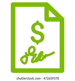 Invoice Page icon. Vector style is flat iconic symbol with rounded angles, eco green color, white background.