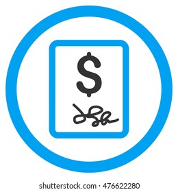 Invoice Page rounded icon. Vector illustration style is flat iconic bicolor symbol, blue and gray colors, white background.