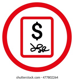 Invoice Page rounded icon. Vector illustration style is flat iconic bicolor symbol, intensive red and black colors, white background.
