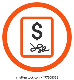 Invoice Page rounded icon. Vector illustration style is flat iconic bicolor symbol, orange and gray colors, white background.