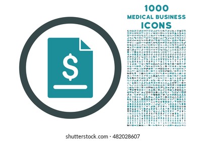 Invoice Page rounded vector bicolor icon with 1000 medical business icons. Set style is flat pictograms, soft blue colors, white background.