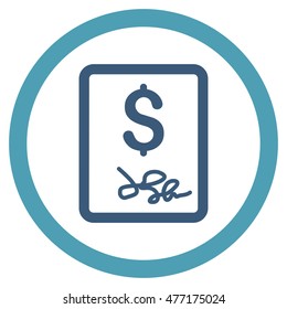 Invoice Page vector bicolor rounded icon. Image style is a flat icon symbol inside a circle, cyan and blue colors, white background.