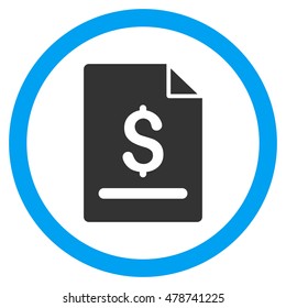 Invoice Page vector bicolor rounded icon. Image style is a flat icon symbol inside a circle, blue and gray colors, white background.