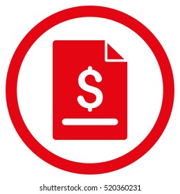 Invoice Page vector rounded icon. Image style is a flat icon symbol inside a circle, red color, white background.