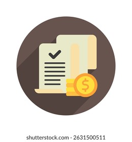 Fatura Pago cor plana arredondada, ícone mini ilustração. use para conceito moderno, impressão, UI, kit UX, web e desenvolvimento de aplicativos. Vetor relacionado com vendas, logística e comércio eletrônico