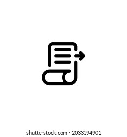 Icono de esquema de documento de papel de factura, logotipo y vector de ilustración