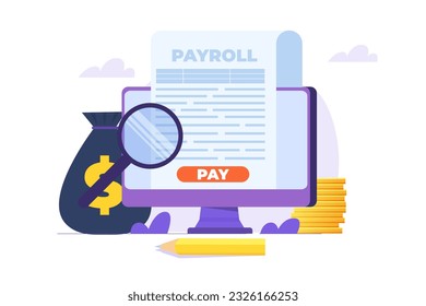 Invoice paper, payroll, salary payment concept. Vector illustration
