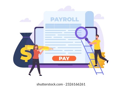 Invoice paper, payroll, salary payment concept. Vector illustration