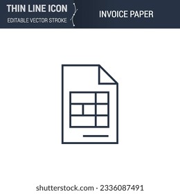 Invoice Paper Symbol Icon. Sleek Thin Line Business Icon. Stroke Pictogram Graphic for Web Design. High-Quality Outline Symbol Concept. Premium Monoline Aesthetic. Simple and Elegant Logo Design.