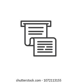 Invoice or paycheck outline icon. linear style sign for mobile concept and web design. Bank cheque simple line vector icon. Symbol, logo illustration. Pixel perfect vector graphics