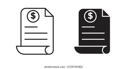Icono de pago de Factura Vectores simples en negro, adecuado para proyectos