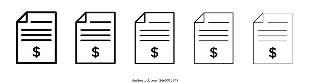 Icono de pago de Factura Concepto de símbolo para Diseño web. icono de Vector de línea simple. ilustración de logotipo.