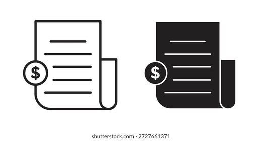 colección de iconos de pago de Factura. Iconos planos lineales delgados y negros