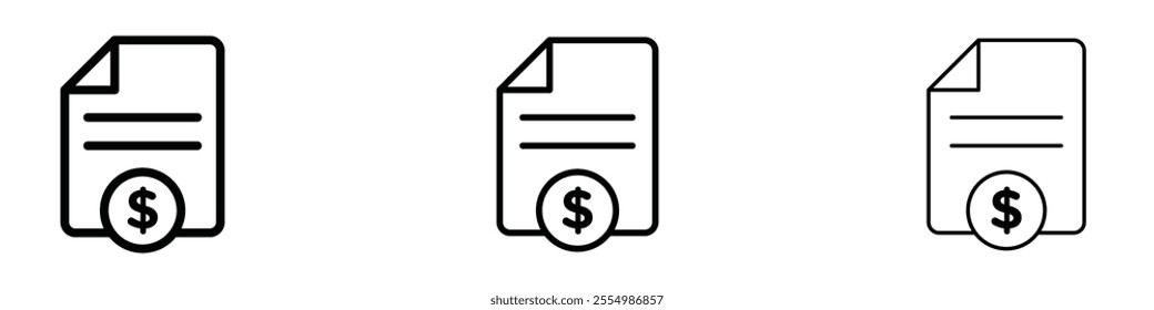 Invoice payment icons in tree different stroke sizes
