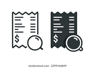 Invoice payment magnify icon. Vector illustration