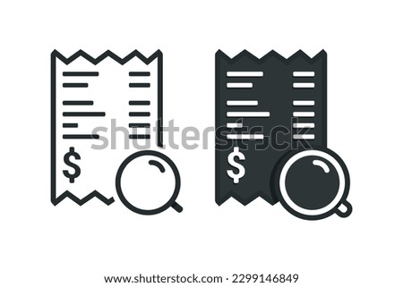Invoice payment magnify icon. Vector illustration