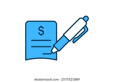 Invoice with Pen icon. icon related to Payment. suitable for web site, app, user interfaces, printable etc. flat line icon style. simple vector design editable