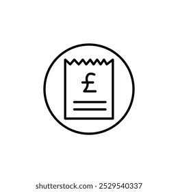 Invoice pound icon Thin vector set