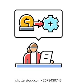 ícone de cor do assistente do office de processamento de nffs vetor. sinal do assistente do office de processamento de nffs. ilustração de símbolo isolado