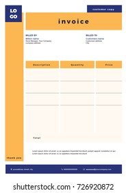 Invoice receipt and billing vector template