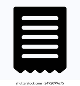 Factura, Icono de Comprobante, Icono de Vector de pago de factura, Icono de Vector de silueta aislado.
