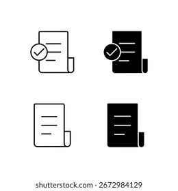 Invoice and Receipt Icon Collection in Line and Solid Style