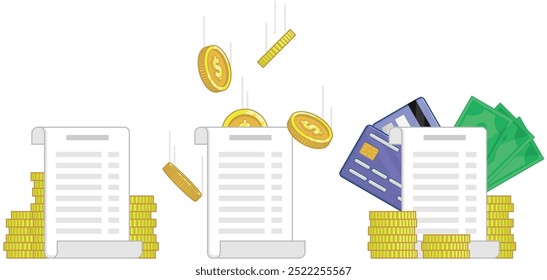 Invoice Receipt Money Coin Credit Card