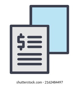Invoice, receipt, payment, report, transaction document in color filled icon