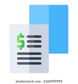 Invoice, receipt, payment, report, transaction document in flat icon