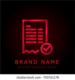 Invoice red chromium metallic logo