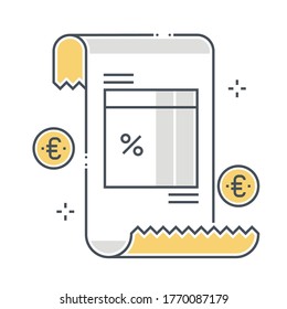 Invoice related color line vector icon, illustration. The icon is about bill, money, income, accounting, coin, financial services. The composition is infinitely scalable.