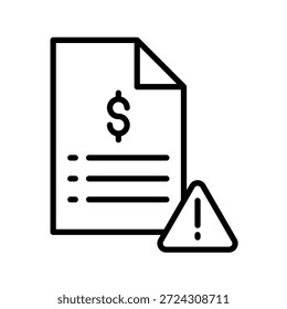 Factura Recordatorio Icono de contorno Ilustración vectorial