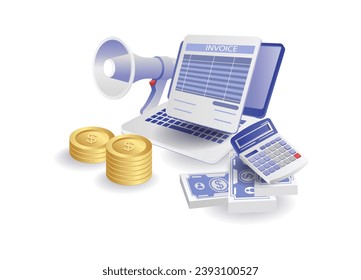 Ilustración del concepto de campaña de aplicación de informes de facturas