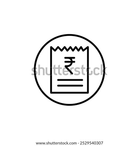 Invoice rupee icon Thin vector set