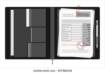 Invoice sheet, bill and pen. Flat style illustration, invoice payment concept