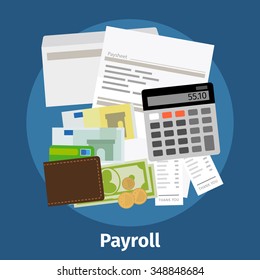 Invoice sheet, paysheet or payroll icon. Calculating and budget account. Vector illustration.